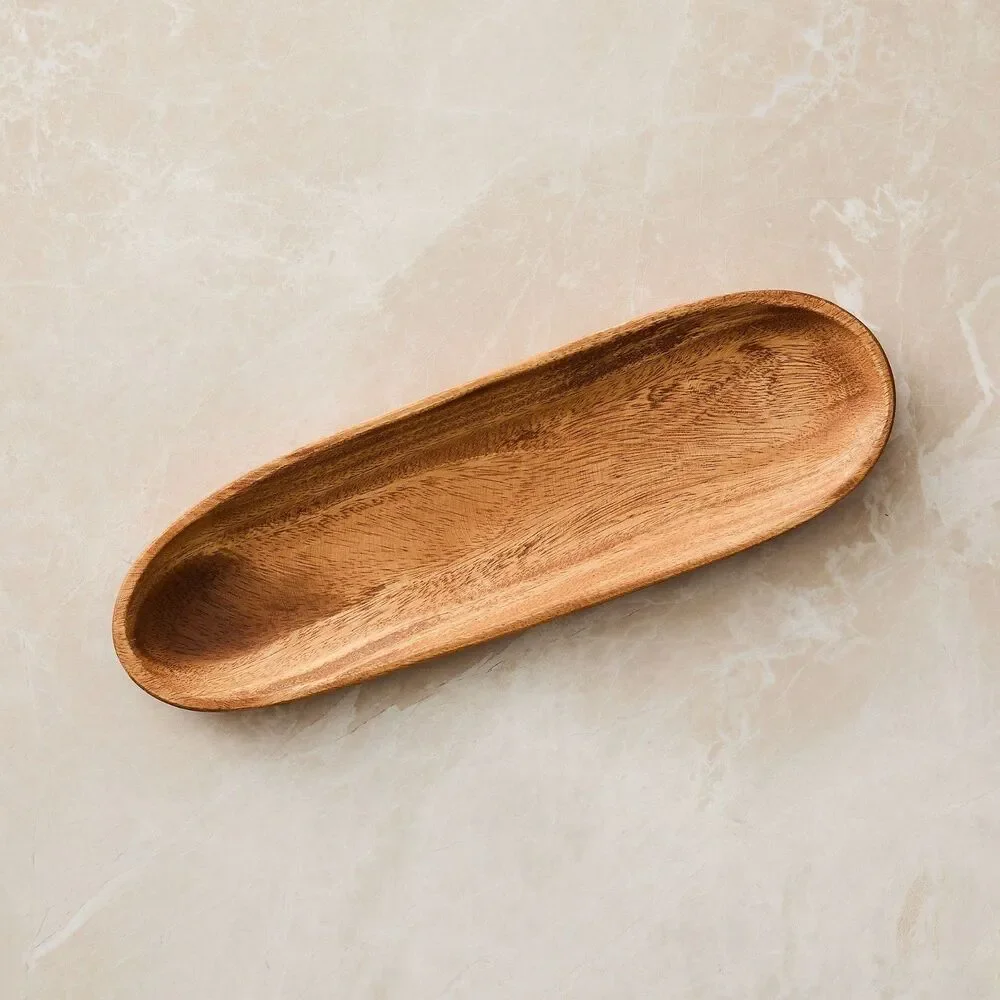 NEW West Elm Sidney Stainless Steel Serving Utensils Gold & Wood Serving Platter